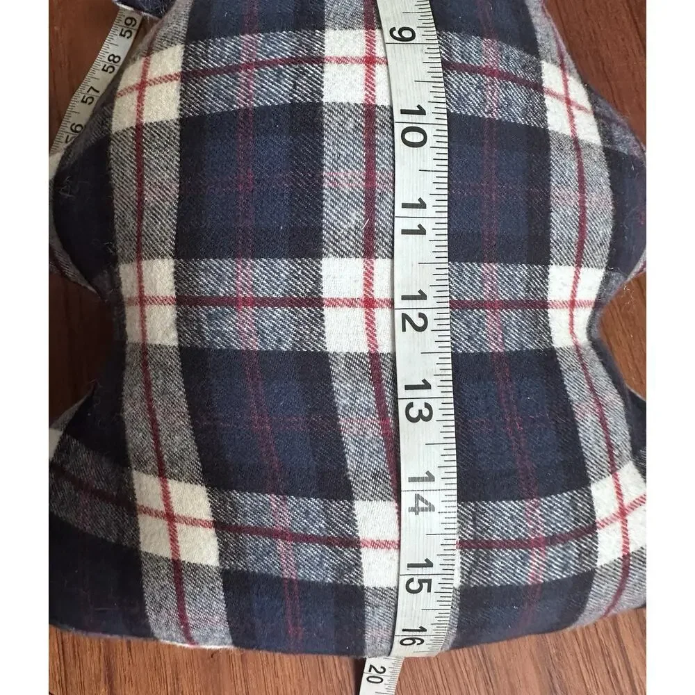 Handmade Christmas Tree Accent Decor Pillow Blue Red Tartan Plaid 16